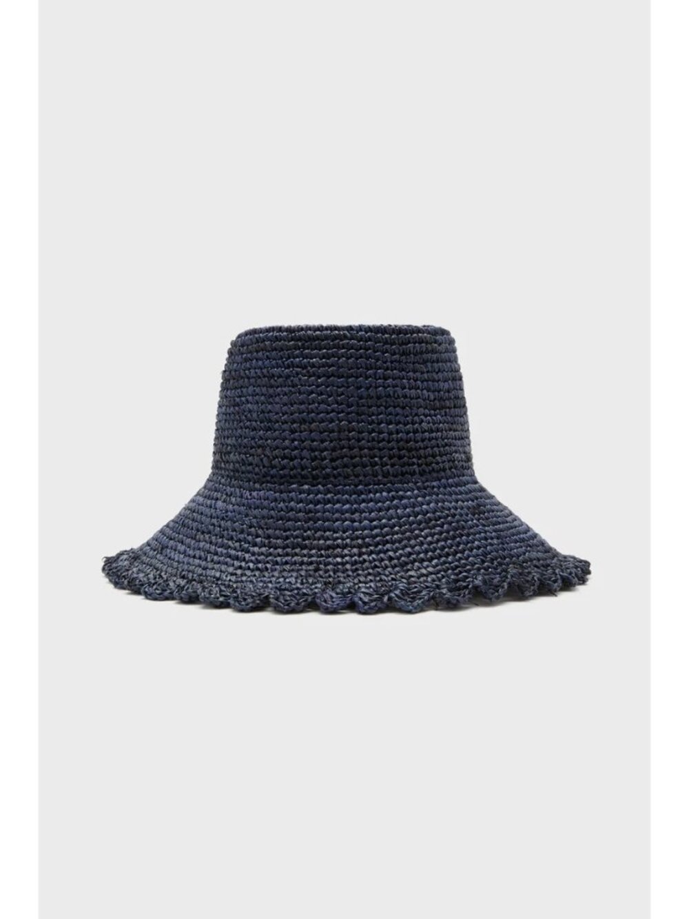 Woven Raffia Bucket Hat - Navy